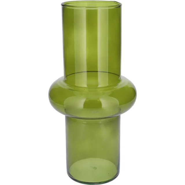 Bellatio Design Bloemenvaas - groen transparant gerecycled glas - 15 x 31 cm - vaas