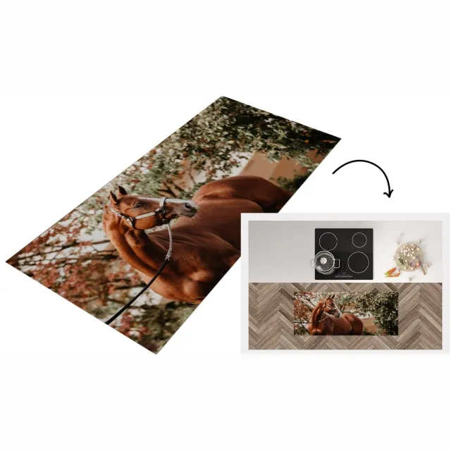 KitchenYeah Keukenloper - Loper keuken - Paard - Boom - Halster - Keukenloper vinyl Multicolor