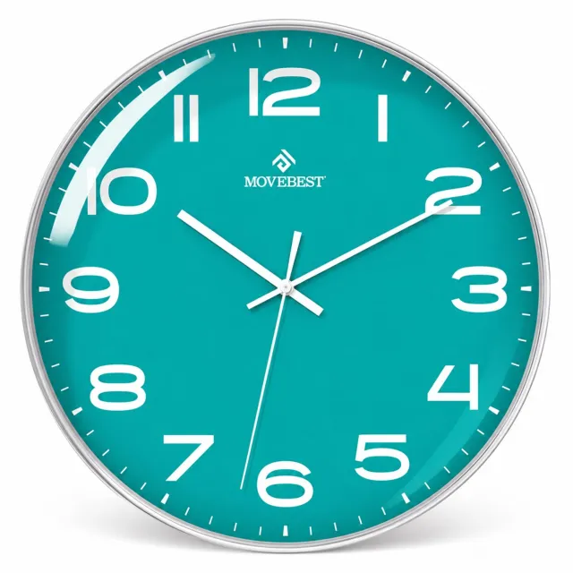 SWGOTA Ronde quartz-wandklok 12 inch met groene wijzerplaat en witte cijfers - stil uurwerk - 1 stuk