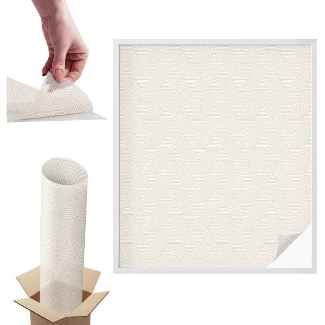 TULUP Raamfolie Anti inkijk - Rechte driehoeken Anti inkijk Raamfolie - 100x116 cm - Beige Raamfolie Tegen inkijk - Zelfklevende Anti inkijk Folie Glas in Lood - Voor de hal, voor de woonkamer, voor het kantoor - Zonwerende Raamfolie Glas in Lood Beige - Rechte driehoeken