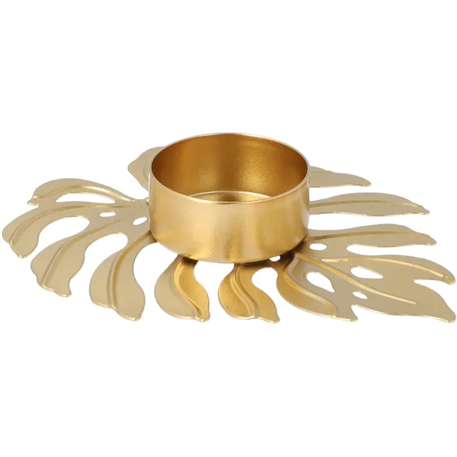QUVIO Waxinelichthouder - Blad - 12,5 x 10 x 2 cm - Goud