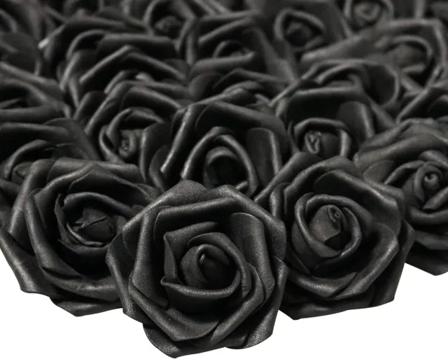 Gotrays 10 stuks kunstrozen bloemen bruidsboeket bloemen-DIY Gesimuleerde-roos met bloemhoofd - Champagne Boeketten Centerpiece voor Bruiloft Kerstfeest Tafel Decoraties Zwart