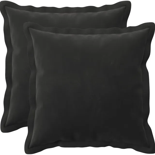 vidaXL Dekenkussen - 2 - st - HOUTEN - Zwart - 30 - x - 30 - cm - fluweel