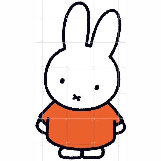 IXXI Nijntje Jurk - Oranje, Nijntje - 100 x 140 cm - Grote wanddecoratie en posters - Cartoonesk, Illustraties, Babykamer, Nijntje Wit / Oranje