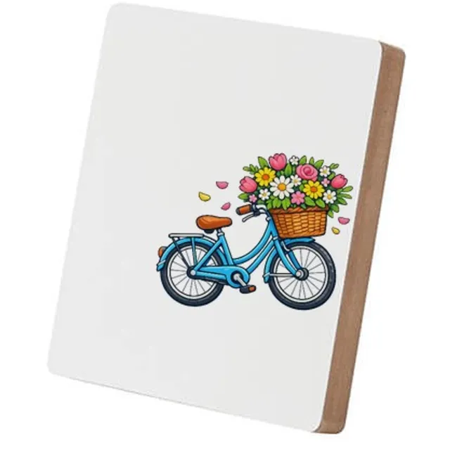 Mr Cadeautjes MDF staande fotolijst 15,2 x 15,2 - design Vintage fiets met bloemenmand | cadeau Wit