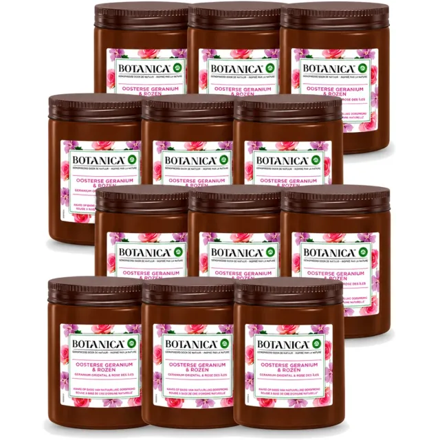 Air Wick 12 x Botanica by Air Wick - Geurkaars - Geranium & Rozen - 40 Uur Brandduur - Voordeelverpakking - 12 stuks Wit