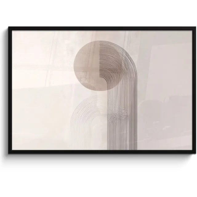 FrameYourWall Poster in lijst - Fotolijst 120x80 cm - Posters - Minimalistisch - Cirkel - Lichtgrijs - Posterlijst zwart - Decoratie - Wanddecoratie woonkamer - Muurdecoratie slaapkamer Minimalistisch - Cirkel - Lijnen