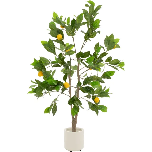 ml-design kunstmatige citroenboom 130 cm realistische nepboom met citrusvruchten voor binnen en buiten decoratieve kamerplant onderhoudsvriendelijke kunstplant in pot voor woonkamer kantoor balkon mediterrane stijl interieurdecoratie Groen