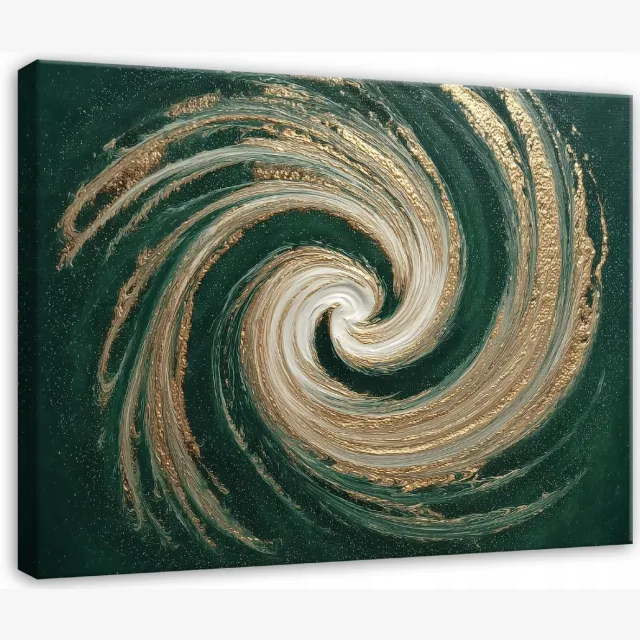 WALLARENA Schilderij op canvas - 40x30 cm - abstract groen goud - Geschikt voor slaapkamer en woonkamer Veelkleurig