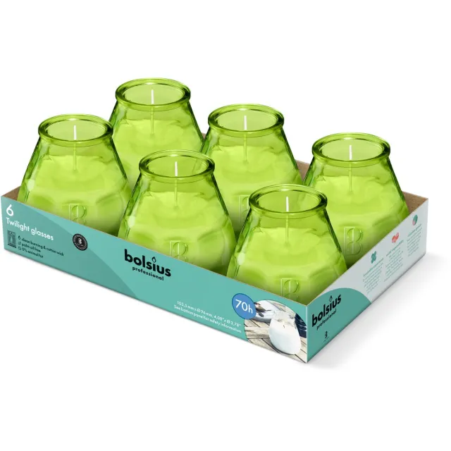Bolsius Twilight - Kaars in glas - Patio - Lime - Tray 6 - 70 branduren Groen