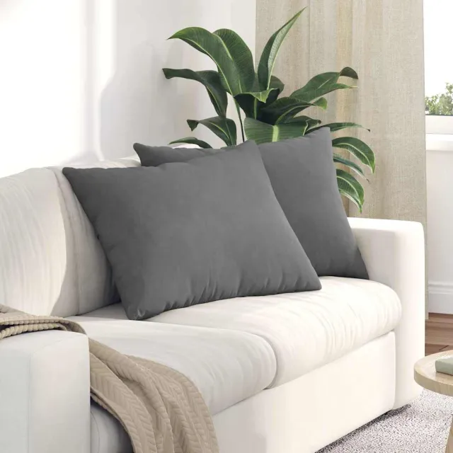 vidaXL Sofa Kussens 2 st Microvezel Stof Donkergrijs 70 x 50 cm