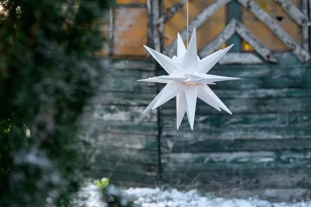 Novaliv Kerstster verlichte opvouwbare ster 40cm decoratieve ster wit hoogwaardige kunststof ster LED met timerfunctie 3D-ster 18-puntige verlichte ster kerstverlichting winterverlichting