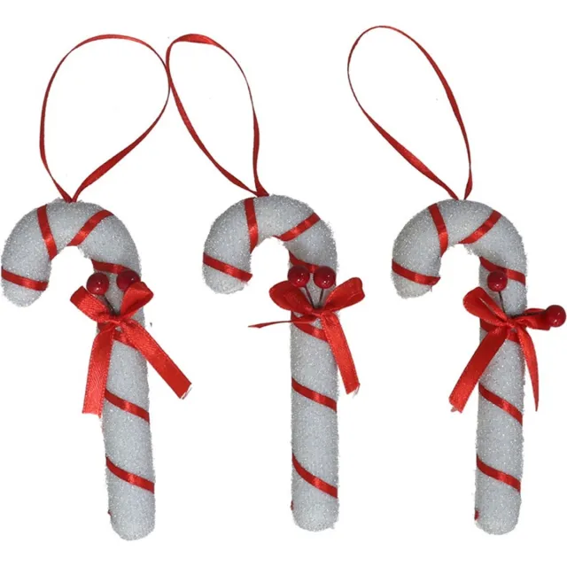 Gerimport kersthangers/kerstornamenten zuurstokken- 3x - kunststof- 12 cm Rood