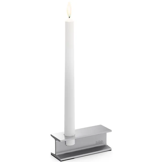 Höfats HENRY METAL Kandelaar I zilver Design kandelaar voor staafkaarsen, moderne kandelaar in industriële staalbalkstijl