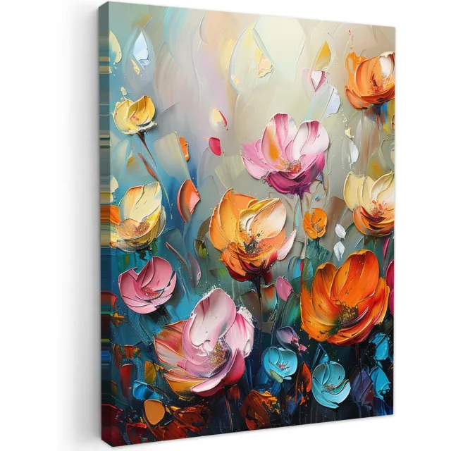 Ibenzoa Moderne Canvas Wanddecoratie 30x40 cm voor Woonkamer en Slaapkamer - Bloemenmotief Aquarel - veldbloemen