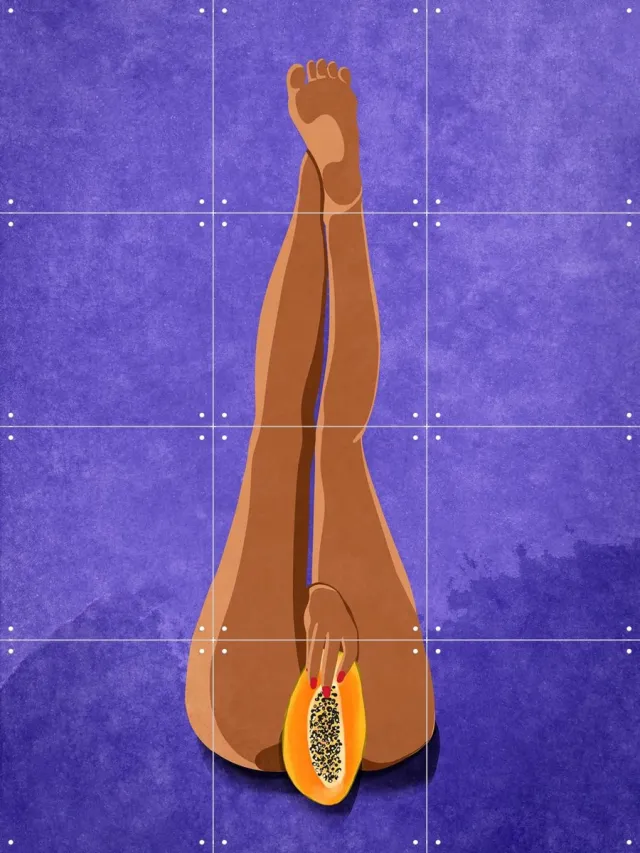 IXXI My Papaya, Raissa Oltmanns - 60 x 80 cm - Grote wanddecoratie en posters - Digitale Kunst, Grafisch Ontwerp, Illustraties, Slaapkamer, Naakt Paars