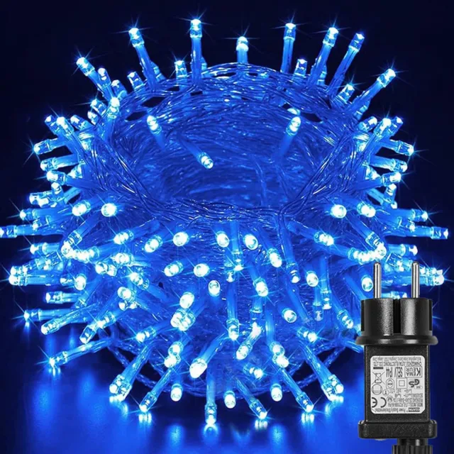 MUPOO Blauw Kerstverlichting Buiten - 50 m 400 LED's - 8 modi - IP44 Waterdicht - met Timer en Geheugenfunctie - Ideaal voor Binnen en Buiten - Perfect voor Kerstdecoratie - Kerstversiering