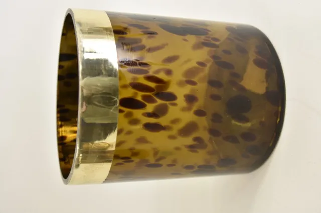 Teeninga Palmen Sfeerlichten - Pc. 1 Glass Vase W/band "leopard" Brown Ø 15x17 Cm Zie titel
