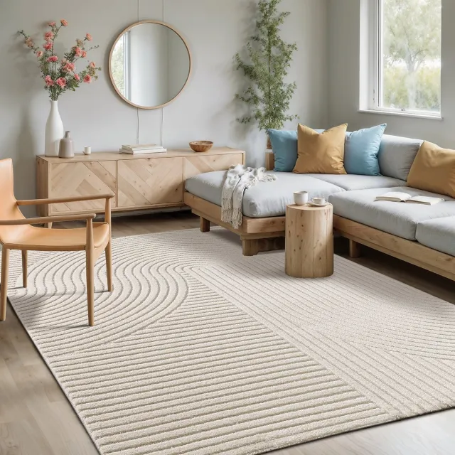 Mia´s Teppiche Mia's Teppiche Atlas – modern vloerkleed met 3D structuur & hoog-laag effect, zacht en stijlvol, crème, 140 x 200 cm