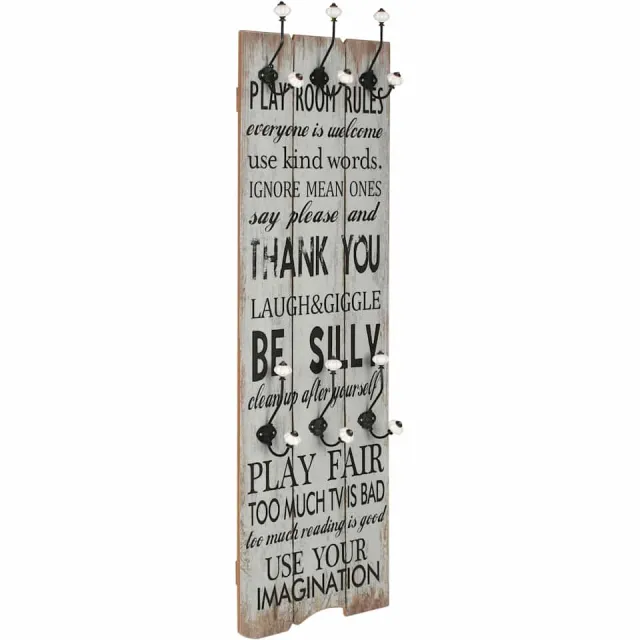 vidaXL Wandkapstok met 6 haken THANK YOU 120x40 cm Meerkleurig