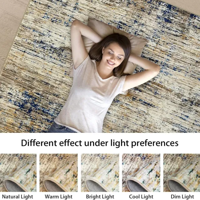 Triumpunpre Vloerkleed Abstract Camel Blauw 200x290 cm Fluweel Pearl Velvet TPR Opvouwbaar
