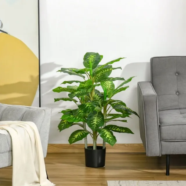 FloraGrace Kunstplant Dieffenbachia 95 Cm In Zementtop Met Realistische Bladeren Voor Binnen En Buiten Groen Decoratief En Onderhoudsvrij Green