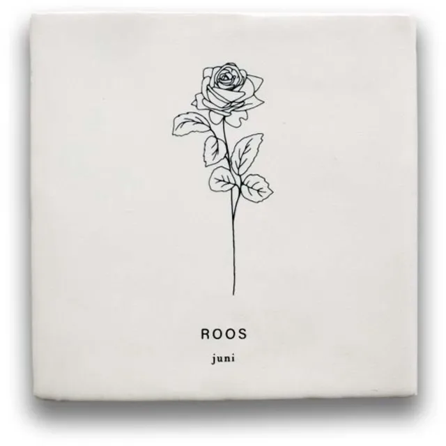 Maan Amsterdam Tegeltje geboortebloem - Juni - Roos - Kraamcadeau - Geboortebloem cadeau - Wanddecoratie
