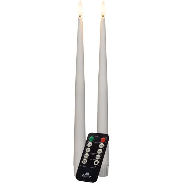 Anna's Collection Led dinerkaarsen - 2x st - wit - 30 cm - bewegende vlam - warm wit licht