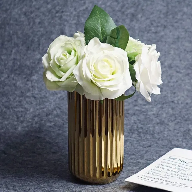 Unyqoos Witte decoratieve keramische vaas Goud