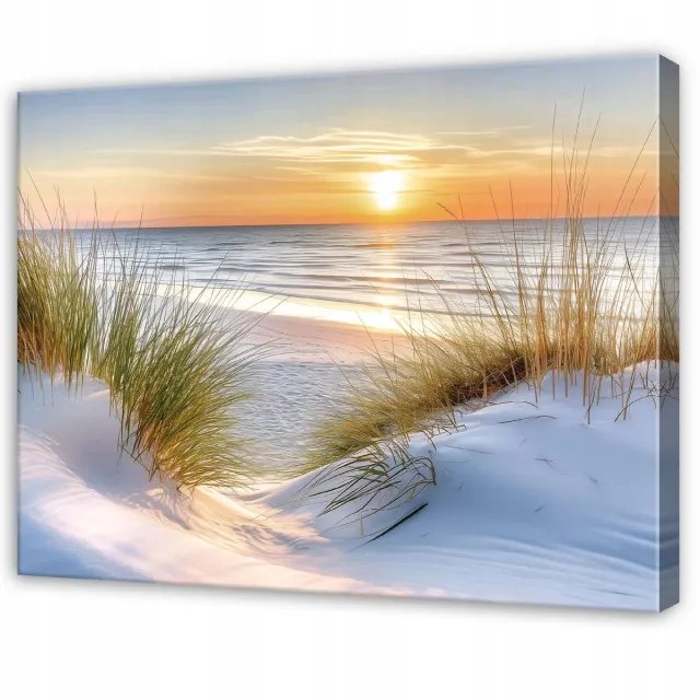 WALLARENA Schilderij op Canvas 100x70 cm - Schilderijen - Canvas schilderij - Strand motif - Voor de slaapkamer van de salon - Op het doek Beige