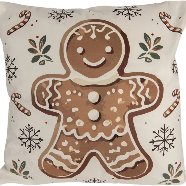 Clayre & Eef Sierkussen Beige Synthetisch Gingerbread man
