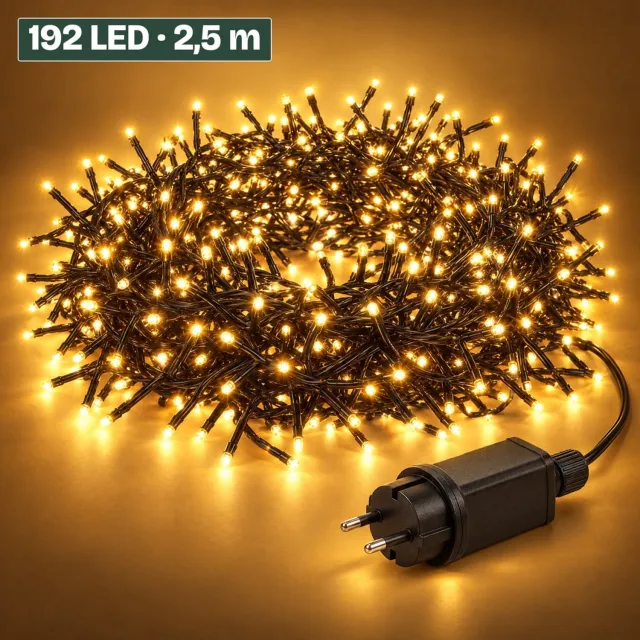 Levano Kerstboomverlichting 192 LED 2,4 m Extra Warm Wit - Kerstverlichting Binnen en Buiten - Clusterverlichting - Kerstlampjes - Kerstboom Lampjes - Kerstversiering - Kerstlichtjes - Treecluster - Sfeerverlichting - LED Lichtsnoer - Timer