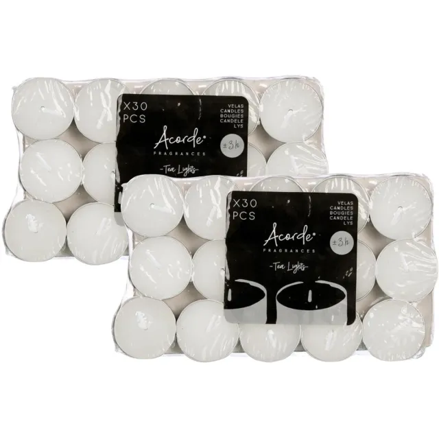 Acorde theelichtjes/waxinelichtjes - wit - 60x - 3 branduren