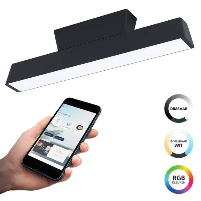 EGLO Connect connect.z Simolaris-Z Smart Plafondlamp - 47 cm - Zwart|Wit - Instelbaar RGB & wit licht - Dimbaar - Zigbee Zwart;Wit;