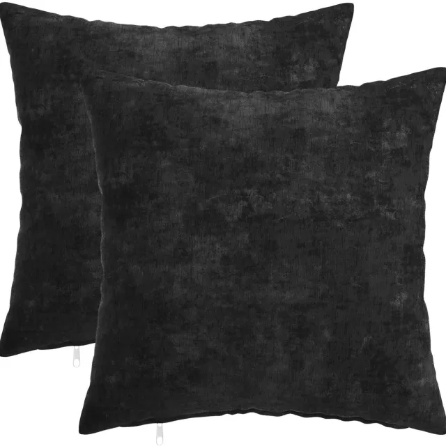 vidaXL Dekenkussen - 2 - st - HEERLEN - Antraciet - 30 - x - 30 - cm - Chenille - Stof