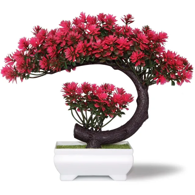 Unyqoos Decoratieve kunstbonsai in magenta voor huis, kantoor en slaapkamer