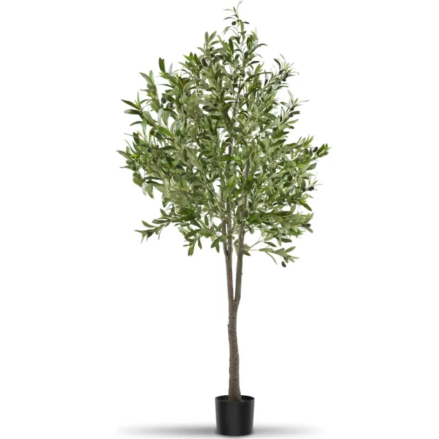 Tectake Kunstmatige Olijfboom Oleand – Mediterrane Kunstplant met Realistische Bladeren en Olijven – Onderhoudsvriendelijk en Veelzijdig – Inclusief Stevige Bloempot – Hoogte: 180 cm