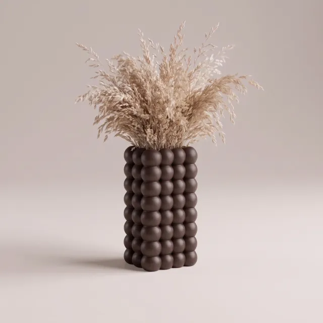 AUREA - Maison AUREA Bubbel Vaas Donker Bruin – Bloemenvaas voor Droogbloemen – Mat Donker Bruin Design – 18 cm