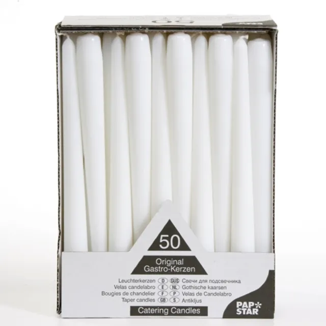 Papstar kaars 22mm wit 50 stuks pak