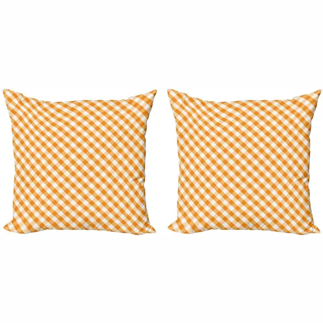 ABAKUHAUS Kussenhoes – Oranje/Wit 50x50 cm – Dubbelzijdig digitaaldruk – Rits