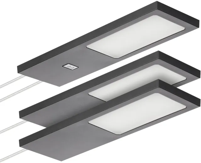 Sotech set van 3 LED-meubellampen GIULIA II met / zonder sensor zwart, 4000K neutraal wit incl. transformator & verdeler Onderkastverlichting