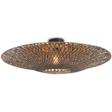 Good&Mojo Plafonniere Bali bamboe dia.87x20cm zwart/naturel Naturel / Zwart