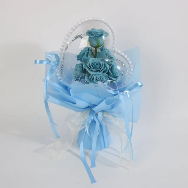 La Roselle Amsterdam Rozen boeket met Transparante Ballon Hartvormig kerstcadeau – Luxe Decoratief Geschenk Blauw