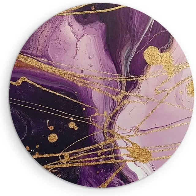 Saammp Muurcirkel Hout - Paars marmer - Abstract kunstwerk - Ø 50 - Wandcirkel - Wanddecoratie Cirkel - Muurdecoratie Woonkamer - Slaapkamer decoratie - Rond Schilderij