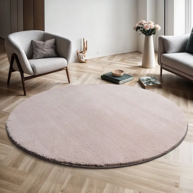 the carpet RELAX – Extra Zacht & Wasbaar Vloerkleed tot 30°C met Antislip Onderzijde – Fluweelachtige Structuur – Voor Slaapkamer of Woonkamer – Roze, 160 cm rond