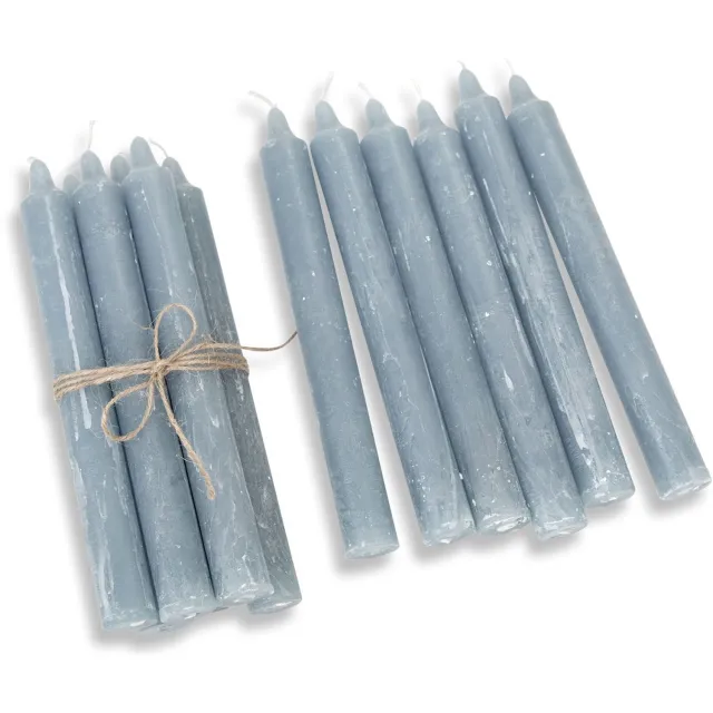 Loberon Kaars set van 12 Bauceau grijsblauw