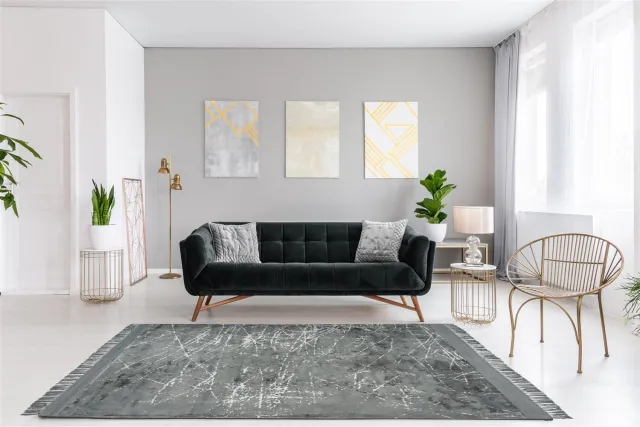 Padiro design laagpolig vloerkleed 200 x 290 cm - lichtbeige - modern geometrisch patroon - voor vloerverwarming - van polyester en katoen