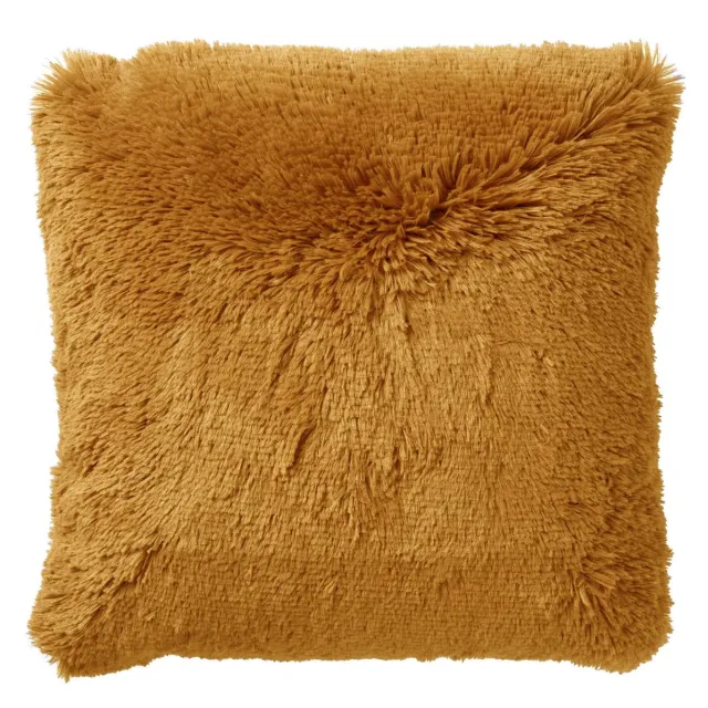 Dutch Decor FLUFFY - sierkussen 60x60 cm - superzacht - XL kussen - effen kleur - Chai Tea - geel - Inclusief binnenkussen - Luxe kussens voor woonkamer & bank Okergeel