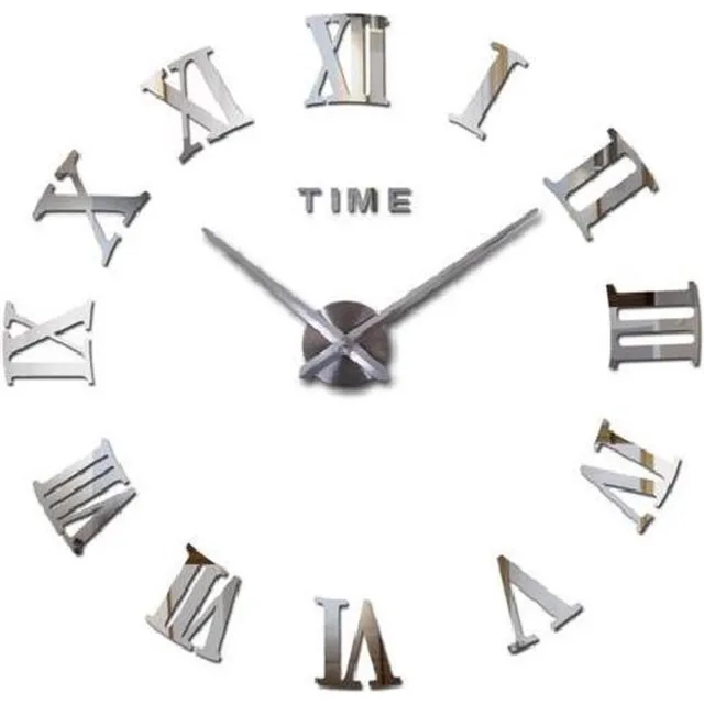 Timelike® Grote Moderne 3D DIY Wandklok – Zilver – Ø 120 cm – Romeinse Cijfers – Design Klok voor Woonkamer / Kantoor