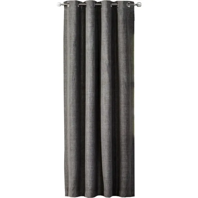 JEMIDI Kant-en-klaar gordijn in linnenlook - Gordijn met ringen 140 x 245 cm - Ondoorzichtig gordijn - Donkergrijs